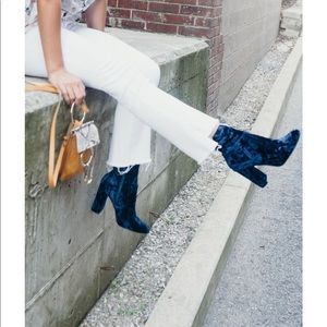 Blue velvet boots